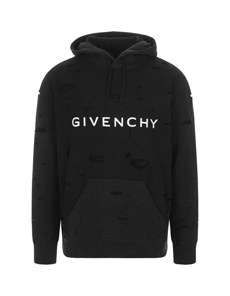 felpa givenchy destroyed|GIVENCHY hoodie in felpa with destroyed effect.